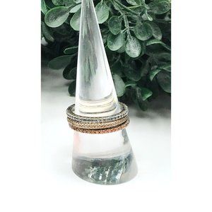 Ring set of 3 silver tone blue orange clear rhinestones by home party size 9.25